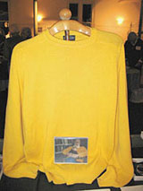 One of Gorey's Lands End sweaters awaiting silent bidders