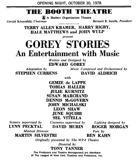Gorey Stories at The Booth Playbill Billing